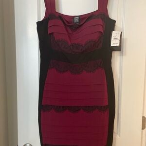 Red and Black Sleeveless Sweetheart Bodycon Mini Dress